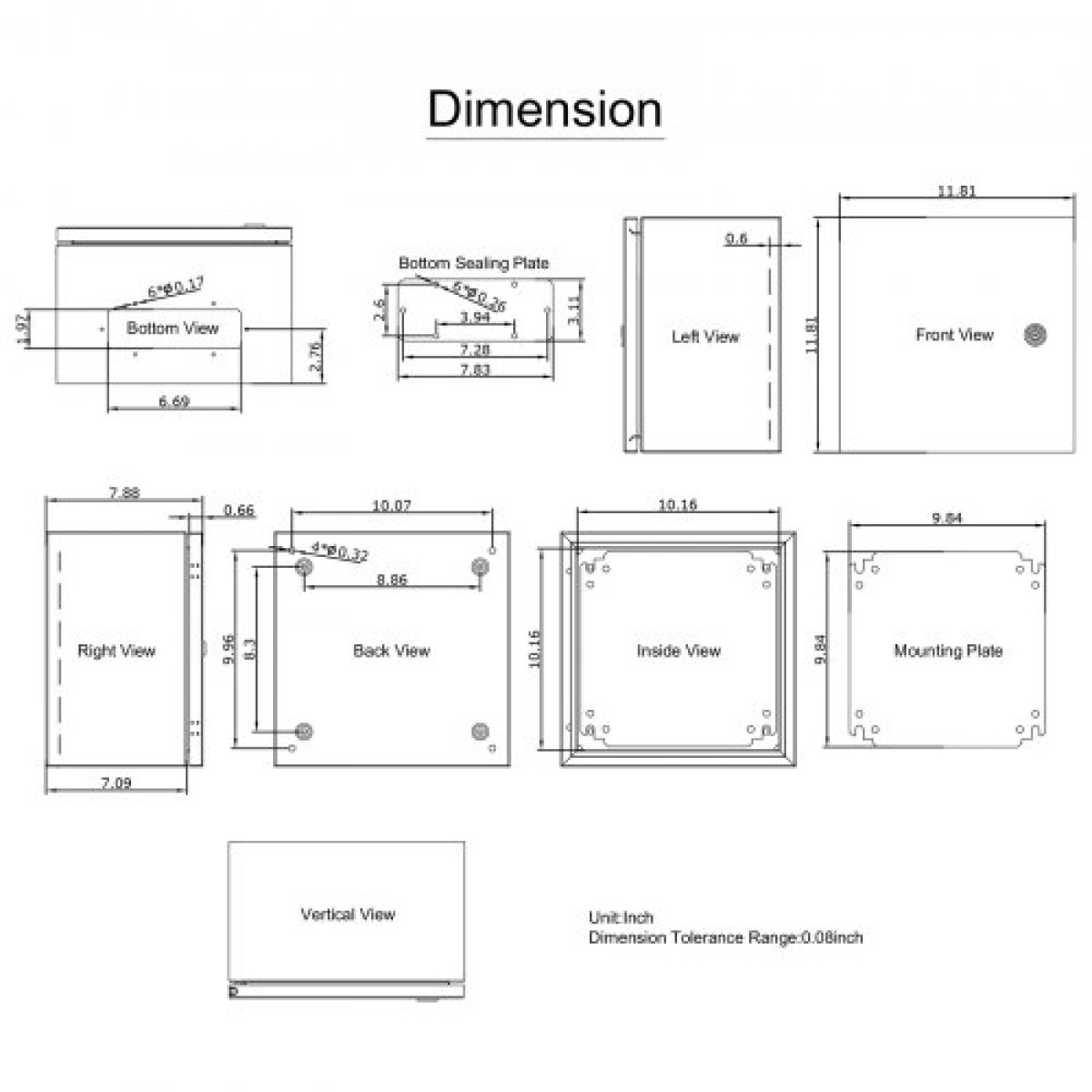 VEVOR NEMA περίβλημα από ανοξείδωτο ατσάλι, 300 x 300 x 200 mm NEMA 4X Steel Electrical Box, IP66 Waterproof & Dustproof, Ηλεκτρικό κουτί σύνδεσης εξωτερικού/εσωτερικού χώρου, με πλάκα τοποθέτησης