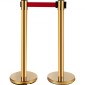 VEVOR Stanchion Post Barriers 4-σετ διαχωριστικά γραμμής, ορθοστάτες από ανοξείδωτο χάλυβα με 6,6 κόκκινες αναδιπλούμενες ζώνες, ορθοστάτες με πλαίσιο μίας πινακίδας, 34,6 ορθοστάτες ασφαλείας ουράς (χρυσός)