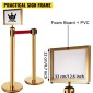 VEVOR Stanchion Post Barriers 4-σετ διαχωριστικά γραμμής, ορθοστάτες από ανοξείδωτο χάλυβα με 6,6 κόκκινες αναδιπλούμενες ζώνες, ορθοστάτες με πλαίσιο μίας πινακίδας, 34,6 ορθοστάτες ασφαλείας ουράς (χρυσός)