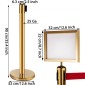 VEVOR Stanchion Post Barriers 4-σετ διαχωριστικά γραμμής, ορθοστάτες από ανοξείδωτο χάλυβα με 6,6 κόκκινες αναδιπλούμενες ζώνες, ορθοστάτες με πλαίσιο μίας πινακίδας, 34,6 ορθοστάτες ασφαλείας ουράς (χρυσός)