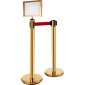 VEVOR Stanchion Post Barriers 4-σετ διαχωριστικά γραμμής, ορθοστάτες από ανοξείδωτο χάλυβα με 6,6 κόκκινες αναδιπλούμενες ζώνες, ορθοστάτες με πλαίσιο μίας πινακίδας, 34,6 ορθοστάτες ασφαλείας ουράς (χρυσός)