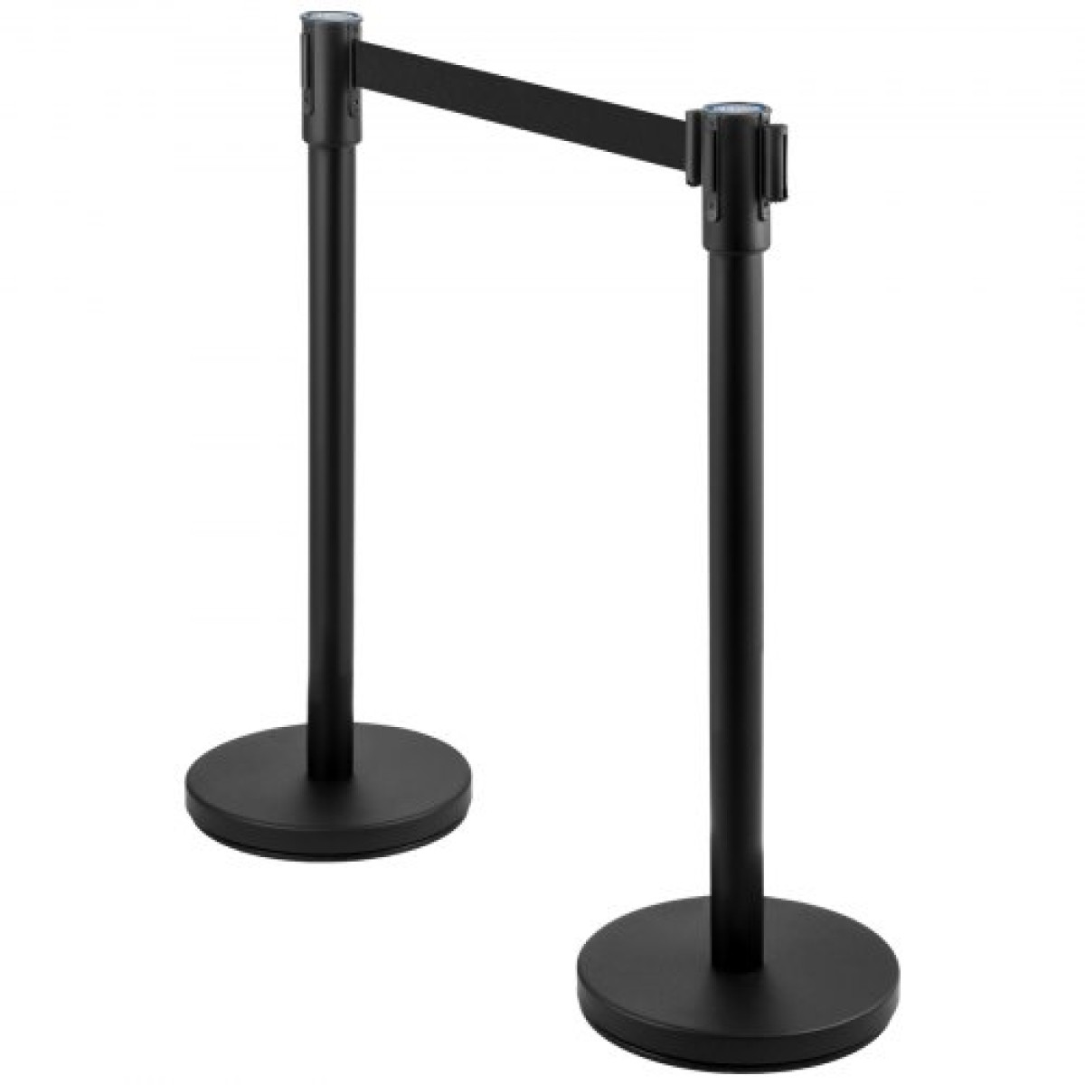 VEVOR Crowd Control Stanchion, Σετ 6 τεμαχίων Stanchion Set, Stanchion Set με 6,6 ft/2 m Μαύρη ανασυρόμενη ζώνη, Black Crowd Control Barrier με σκυρόδεμα και μεταλλική βάση - Συναρμολόγηση Easy Connect