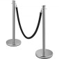 VEVOR Crowd Control Stanchion, Σετ 2 τεμαχίων Stanchion Set, Stanchion Set with 5 ft/1,5 m Black Velvet Rope, Silver Crowd Control Barrier με στιβαρό σκυρόδεμα και μεταλλική βάση - Συναρμολόγηση Easy Connect