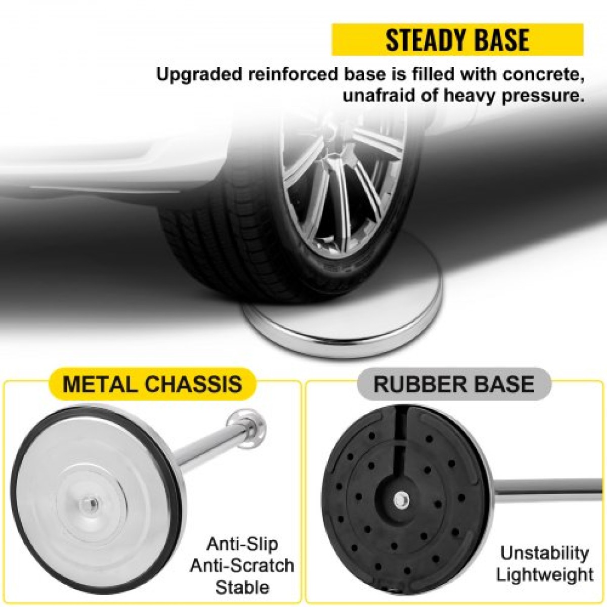 VEVOR Crowd Control Stanchion, Σετ 2 τεμαχίων Stanchion Set, Stanchion Set with 5 ft/1,5 m Black Velvet Rope, Silver Crowd Control Barrier με στιβαρό σκυρόδεμα και μεταλλική βάση - Συναρμολόγηση Easy Connect