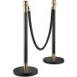 VEVOR Crowd Control Stanchion, Σετ 6 τεμαχίων Stanchion Set, Stanchion Set with 5 ft/1,5 m Black Velvet Rope, Black Crowd Control Barrier με στιβαρό σκυρόδεμα και μεταλλική βάση – Συναρμολόγηση Easy Connect