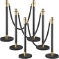 VEVOR Crowd Control Stanchion, Σετ 6 τεμαχίων Stanchion Set, Stanchion Set with 5 ft/1,5 m Black Velvet Rope, Black Crowd Control Barrier με στιβαρό σκυρόδεμα και μεταλλική βάση – Συναρμολόγηση Easy Connect