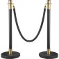 VEVOR Crowd Control Stanchion, Σετ 6 τεμαχίων Stanchion Set, Stanchion Set with 5 ft/1,5 m Black Velvet Rope, Black Crowd Control Barrier με στιβαρό σκυρόδεμα και μεταλλική βάση – Συναρμολόγηση Easy Connect