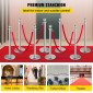 VEVOR Crowd Control Stanchion, Σετ 8 τεμαχίων Stanchion Set, Stanchion Set with 5 ft/1,5 m Red Velvet Rope, Silver Crowd Control Barrier με στιβαρό σκυρόδεμα και μεταλλική βάση – Συναρμολόγηση Easy Connect