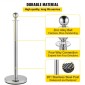 VEVOR Crowd Control Stanchion, Σετ 8 τεμαχίων Stanchion Set, Stanchion Set with 5 ft/1,5 m Red Velvet Rope, Silver Crowd Control Barrier με στιβαρό σκυρόδεμα και μεταλλική βάση – Συναρμολόγηση Easy Connect