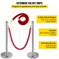 VEVOR Crowd Control Stanchion, Σετ 8 τεμαχίων Stanchion Set, Stanchion Set with 5 ft/1,5 m Red Velvet Rope, Silver Crowd Control Barrier με στιβαρό σκυρόδεμα και μεταλλική βάση – Συναρμολόγηση Easy Connect