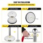 VEVOR Crowd Control Stanchion, Σετ 8 τεμαχίων Stanchion Set, Stanchion Set with 5 ft/1,5 m Red Velvet Rope, Silver Crowd Control Barrier με στιβαρό σκυρόδεμα και μεταλλική βάση – Συναρμολόγηση Easy Connect