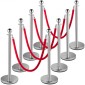 VEVOR Crowd Control Stanchion, Σετ 8 τεμαχίων Stanchion Set, Stanchion Set with 5 ft/1,5 m Red Velvet Rope, Silver Crowd Control Barrier με στιβαρό σκυρόδεμα και μεταλλική βάση – Συναρμολόγηση Easy Connect
