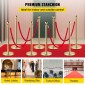 VEVOR Crowd Control Stanchion, Σετ 8 τεμαχίων Stanchion Set, Stanchion Set with 5 ft/1,5 m Red Velvet Rope, Gold Crowd Control Barrier με στιβαρό σκυρόδεμα και μεταλλική βάση – Συναρμολόγηση Easy Connect