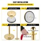 VEVOR Crowd Control Stanchion, Σετ 8 τεμαχίων Stanchion Set, Stanchion Set with 5 ft/1,5 m Red Velvet Rope, Gold Crowd Control Barrier με στιβαρό σκυρόδεμα και μεταλλική βάση – Συναρμολόγηση Easy Connect