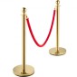VEVOR Crowd Control Stanchion, Σετ 8 τεμαχίων Stanchion Set, Stanchion Set with 5 ft/1,5 m Red Velvet Rope, Gold Crowd Control Barrier με στιβαρό σκυρόδεμα και μεταλλική βάση – Συναρμολόγηση Easy Connect