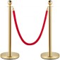 VEVOR Crowd Control Stanchion, Σετ 8 τεμαχίων Stanchion Set, Stanchion Set with 5 ft/1,5 m Red Velvet Rope, Gold Crowd Control Barrier με στιβαρό σκυρόδεμα και μεταλλική βάση – Συναρμολόγηση Easy Connect