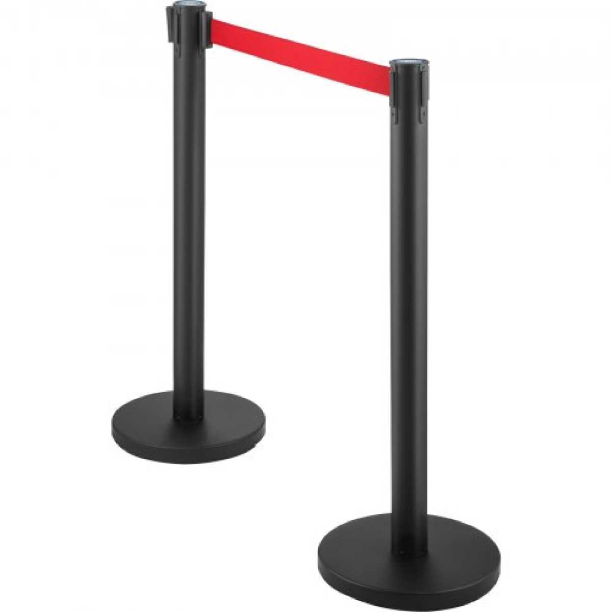VEVOR Crowd Control Stanchion, Σετ 6 τεμαχίων Stanchion Set, Stanchion Set με 6,6 ft/2 m Κόκκινη ανασυρόμενη ζώνη, Μαύρο φράγμα ελέγχου πλήθους με λαστιχένια βάση – Easy Connect Assembly για έλεγχο του πλήθους