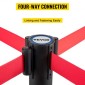 VEVOR Crowd Control Stanchion, Σετ 6 τεμαχίων Stanchion Set, Stanchion Set με 6,6 ft/2 m Κόκκινη ανασυρόμενη ζώνη, Μαύρο φράγμα ελέγχου πλήθους με λαστιχένια βάση – Easy Connect Assembly για έλεγχο του πλήθους