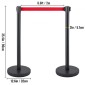 VEVOR Crowd Control Stanchion, Σετ 6 τεμαχίων Stanchion Set, Stanchion Set με 6,6 ft/2 m Κόκκινη ανασυρόμενη ζώνη, Μαύρο φράγμα ελέγχου πλήθους με λαστιχένια βάση – Easy Connect Assembly για έλεγχο του πλήθους