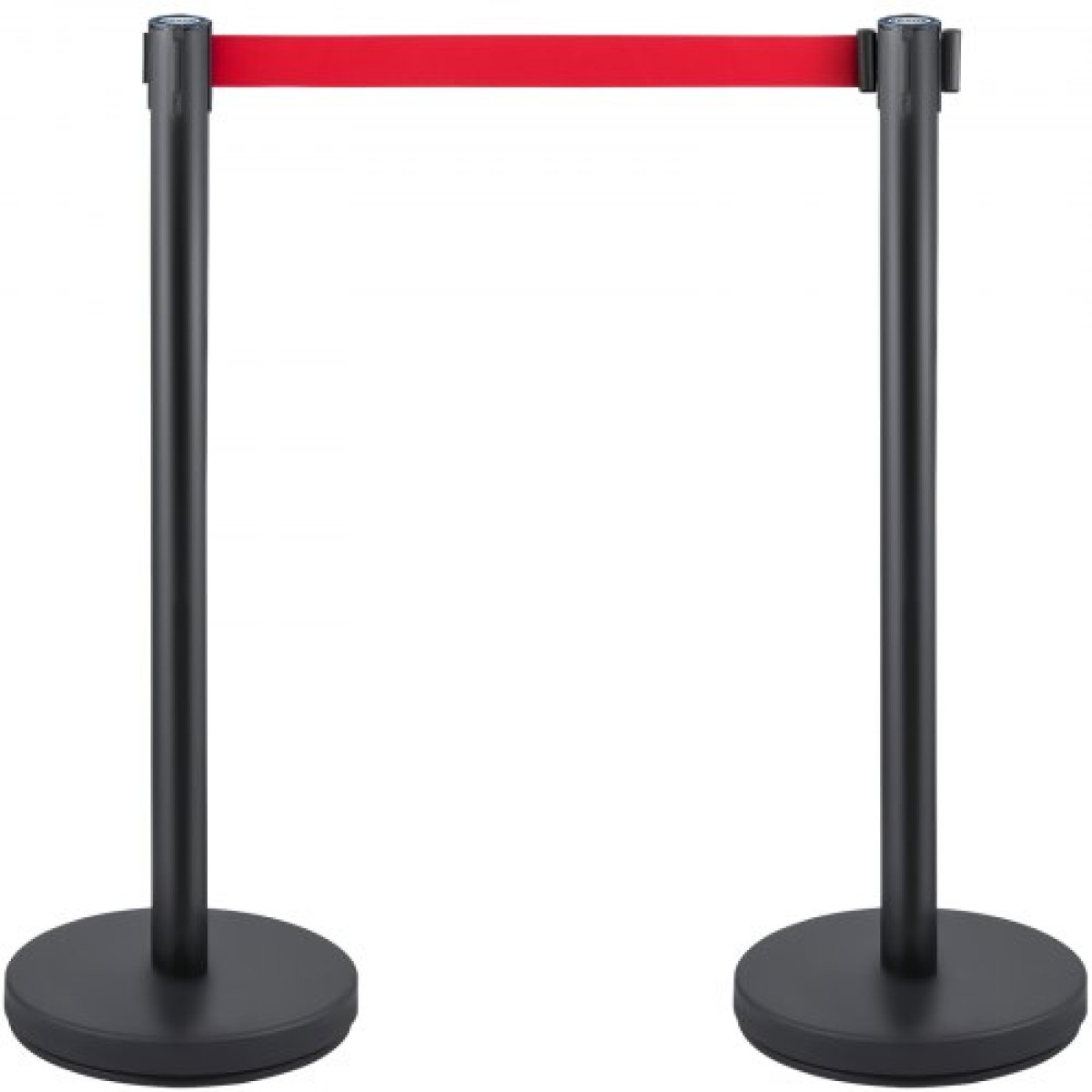 VEVOR Crowd Control Stanchion, Σετ 6 τεμαχίων Stanchion Set, Stanchion Set με 6,6 ft/2 m Κόκκινη ανασυρόμενη ζώνη, Μαύρο φράγμα ελέγχου πλήθους με λαστιχένια βάση – Easy Connect Assembly για έλεγχο του πλήθους