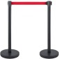 VEVOR Crowd Control Stanchion, Σετ 6 τεμαχίων Stanchion Set, Stanchion Set με 6,6 ft/2 m Κόκκινη ανασυρόμενη ζώνη, Μαύρο φράγμα ελέγχου πλήθους με λαστιχένια βάση – Easy Connect Assembly για έλεγχο του πλήθους