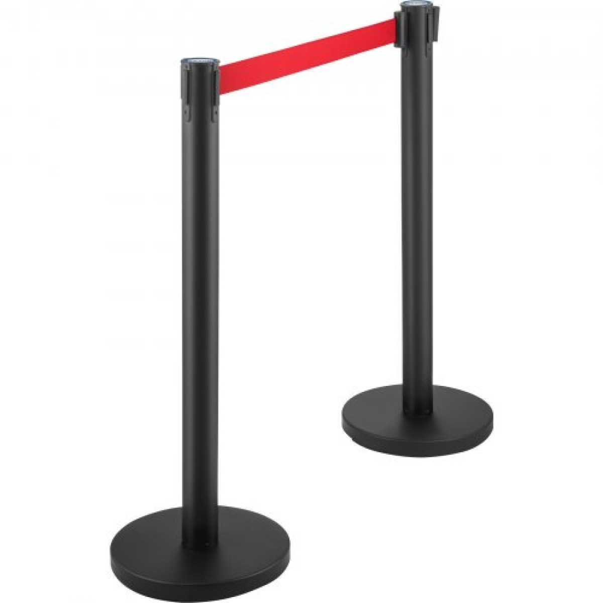 VEVOR Crowd Control Stanchion, Σετ 6 τεμαχίων Stanchion Set, Stanchion Set με 6,6 ft/2 m Κόκκινη ανασυρόμενη ζώνη, Μαύρο φράγμα ελέγχου πλήθους με λαστιχένια βάση – Easy Connect Assembly για έλεγχο του πλήθους