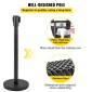 VEVOR Crowd Control Stanchion, Σετ 4 τεμαχίων Stanchion Set, Stanchion Set με 6,6 ft/2 m Μαύρη ανασυρόμενη ζώνη, Black Crowd Control Barrier με σκυρόδεμα και μεταλλική βάση - Συναρμολόγηση Easy Connect