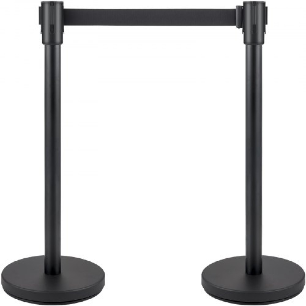 VEVOR Crowd Control Stanchion, Σετ 4 τεμαχίων Stanchion Set, Stanchion Set με 6,6 ft/2 m Μαύρη ανασυρόμενη ζώνη, Black Crowd Control Barrier με σκυρόδεμα και μεταλλική βάση - Συναρμολόγηση Easy Connect