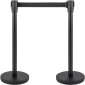 VEVOR Crowd Control Stanchion, Σετ 4 τεμαχίων Stanchion Set, Stanchion Set με 6,6 ft/2 m Μαύρη ανασυρόμενη ζώνη, Black Crowd Control Barrier με σκυρόδεμα και μεταλλική βάση - Συναρμολόγηση Easy Connect