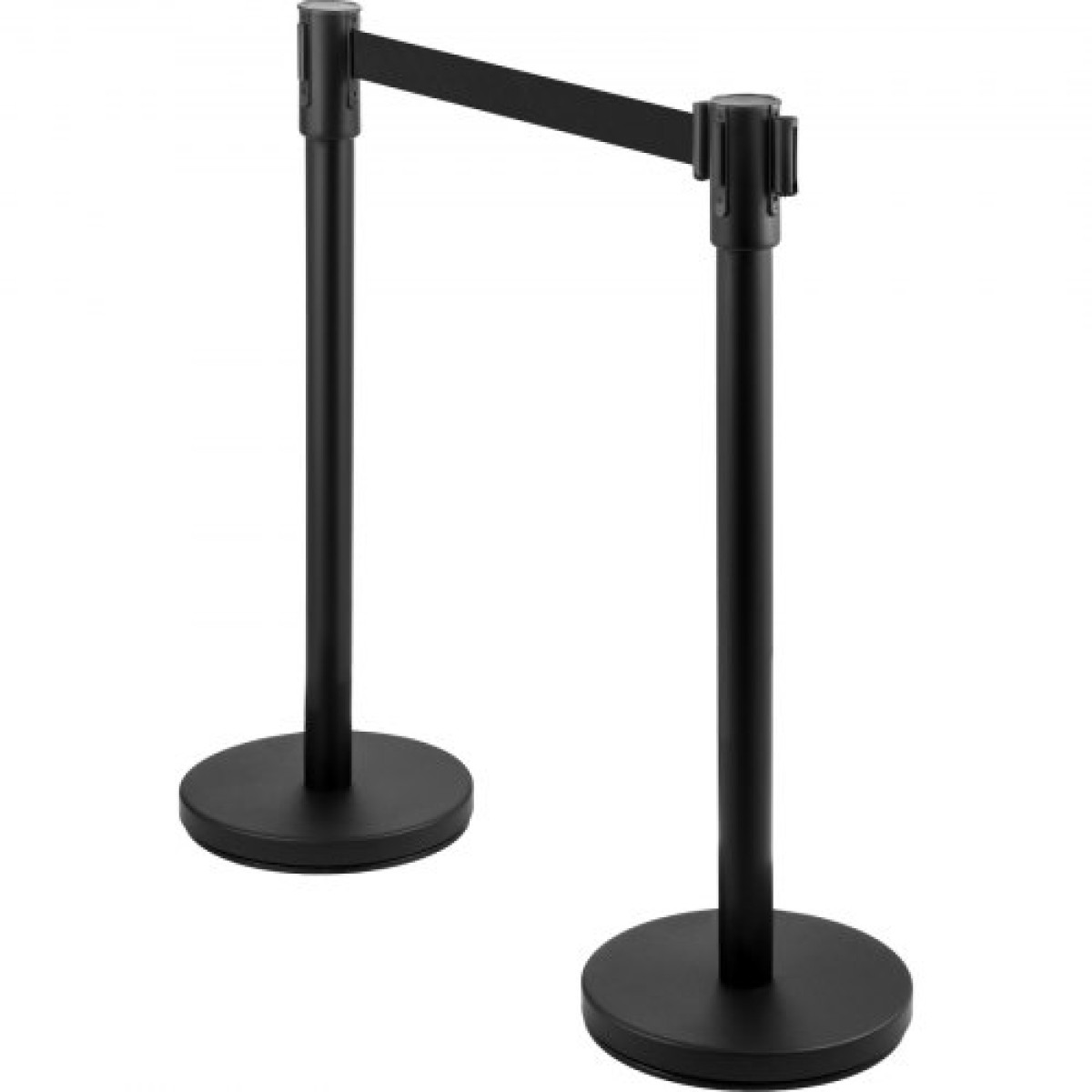 VEVOR Crowd Control Stanchion, Σετ 8 τεμαχίων Stanchion Set, Stanchion Set με 6,6 ft/2 m Μαύρη ανασυρόμενη ζώνη, Black Crowd Control Barrier με σκυρόδεμα και μεταλλική βάση – Συναρμολόγηση Easy Connect