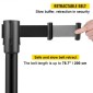 VEVOR Crowd Control Stanchion, Σετ 8 τεμαχίων Stanchion Set, Stanchion Set με 6,6 ft/2 m Μαύρη ανασυρόμενη ζώνη, Black Crowd Control Barrier με σκυρόδεμα και μεταλλική βάση – Συναρμολόγηση Easy Connect