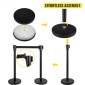 VEVOR Crowd Control Stanchion, Σετ 8 τεμαχίων Stanchion Set, Stanchion Set με 6,6 ft/2 m Μαύρη ανασυρόμενη ζώνη, Black Crowd Control Barrier με σκυρόδεμα και μεταλλική βάση – Συναρμολόγηση Easy Connect