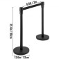 VEVOR Crowd Control Stanchion, Σετ 8 τεμαχίων Stanchion Set, Stanchion Set με 6,6 ft/2 m Μαύρη ανασυρόμενη ζώνη, Black Crowd Control Barrier με σκυρόδεμα και μεταλλική βάση – Συναρμολόγηση Easy Connect