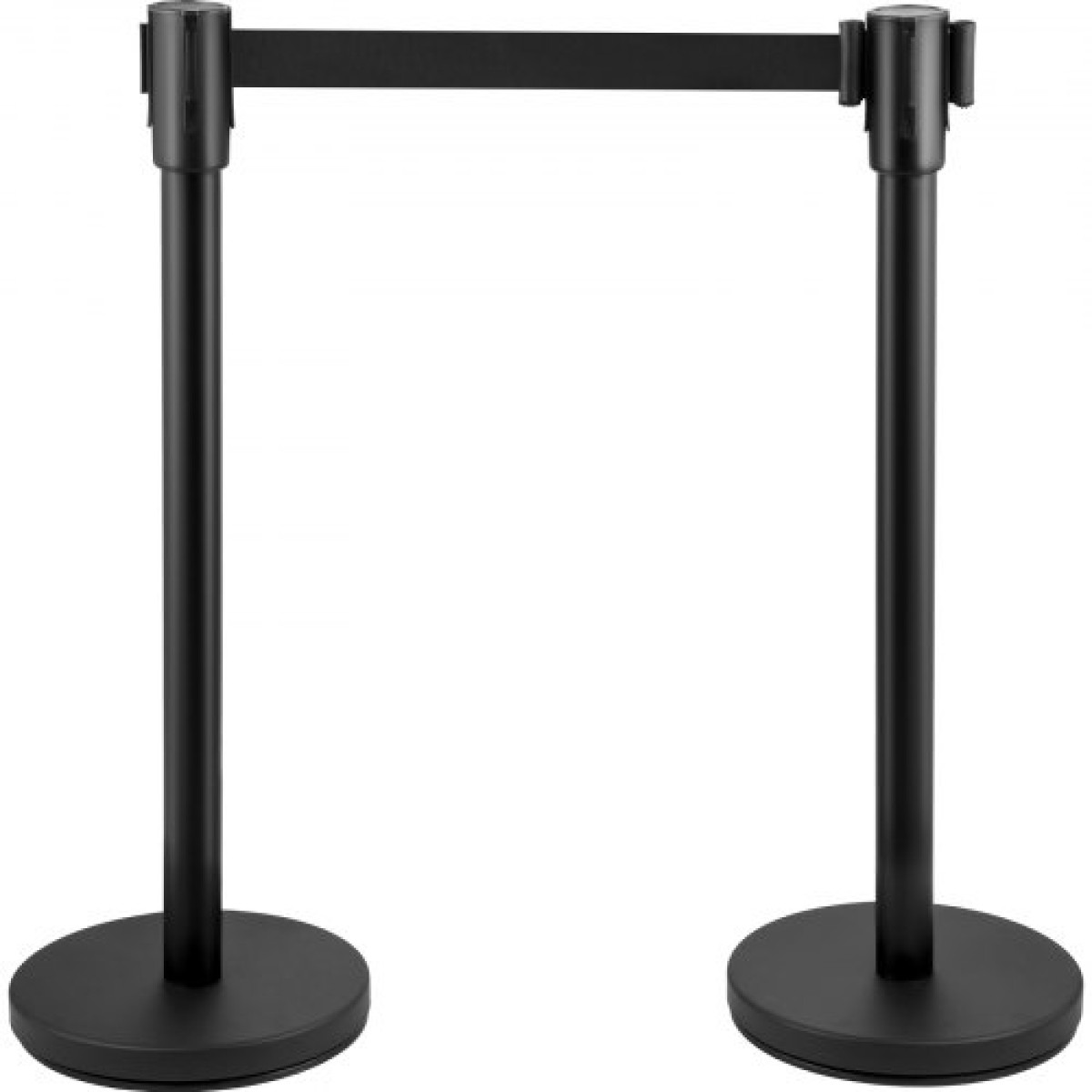 VEVOR Crowd Control Stanchion, Σετ 8 τεμαχίων Stanchion Set, Stanchion Set με 6,6 ft/2 m Μαύρη ανασυρόμενη ζώνη, Black Crowd Control Barrier με σκυρόδεμα και μεταλλική βάση – Συναρμολόγηση Easy Connect