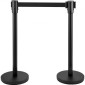 VEVOR Crowd Control Stanchion, Σετ 8 τεμαχίων Stanchion Set, Stanchion Set με 6,6 ft/2 m Μαύρη ανασυρόμενη ζώνη, Black Crowd Control Barrier με σκυρόδεμα και μεταλλική βάση – Συναρμολόγηση Easy Connect