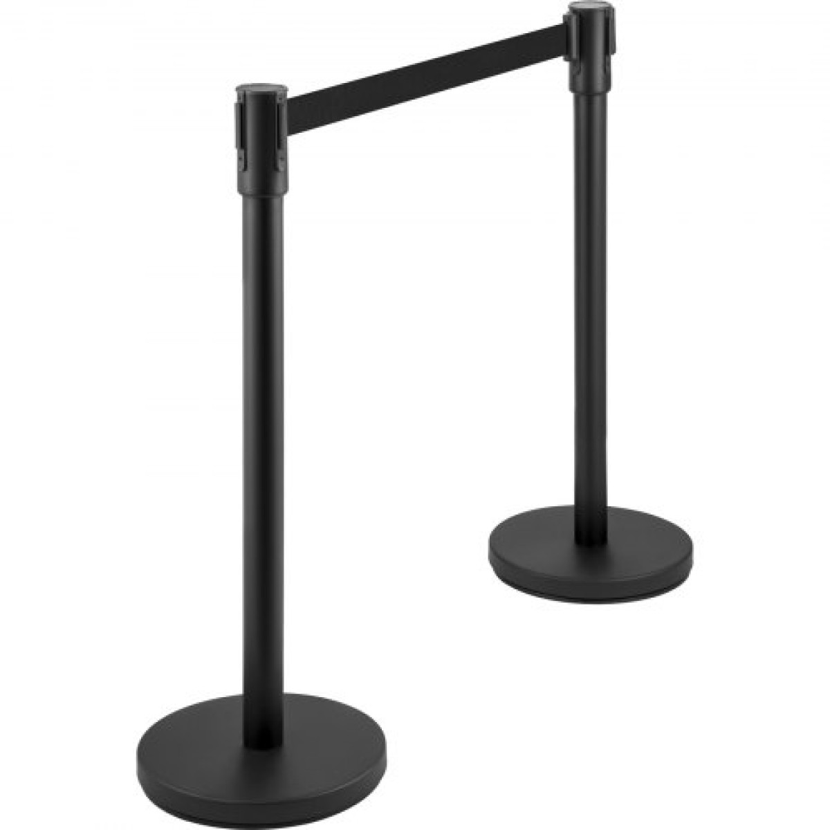 VEVOR Crowd Control Stanchion, Σετ 8 τεμαχίων Stanchion Set, Stanchion Set με 6,6 ft/2 m Μαύρη ανασυρόμενη ζώνη, Black Crowd Control Barrier με σκυρόδεμα και μεταλλική βάση – Συναρμολόγηση Easy Connect