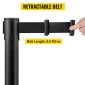 VEVOR Crowd Control Stanchion, Σετ 4 τεμαχίων Stanchion Set, Stanchion Set με 6,6 ft/2 m Μαύρη ανασυρόμενη ζώνη, Black Crowd Control Barrier με σκυρόδεμα και μεταλλική βάση – Συναρμολόγηση Easy Connect
