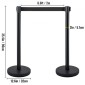 VEVOR Crowd Control Stanchion, Σετ 4 τεμαχίων Stanchion Set, Stanchion Set με 6,6 ft/2 m Μαύρη ανασυρόμενη ζώνη, Black Crowd Control Barrier με σκυρόδεμα και μεταλλική βάση – Συναρμολόγηση Easy Connect