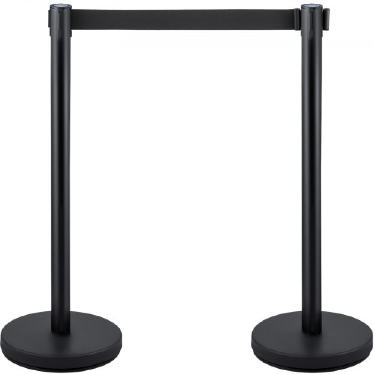 VEVOR Crowd Control Stanchion, Σετ 4 τεμαχίων Stanchion Set, Stanchion Set με 6,6 ft/2 m Μαύρη ανασυρόμενη ζώνη, Black Crowd Control Barrier με σκυρόδεμα και μεταλλική βάση – Συναρμολόγηση Easy Connect