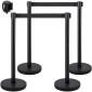 VEVOR Crowd Control Stanchion, Σετ 4 τεμαχίων Stanchion Set, Stanchion Set με 6,6 ft/2 m Μαύρη ανασυρόμενη ζώνη, Black Crowd Control Barrier με σκυρόδεμα και μεταλλική βάση – Συναρμολόγηση Easy Connect