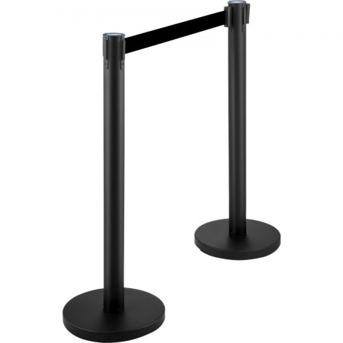 VEVOR Crowd Control Stanchion, Σετ 4 τεμαχίων Stanchion Set, Stanchion Set με 6,6 ft/2 m Μαύρη ανασυρόμενη ζώνη, Black Crowd Control Barrier με σκυρόδεμα και μεταλλική βάση – Συναρμολόγηση Easy Connect