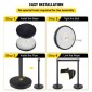VEVOR Crowd Control Stanchion, Σετ 6 τεμαχίων Stanchion Set, Stanchion Set με 6,6 ft/2 m Μαύρη ανασυρόμενη ζώνη, Black Crowd Control Barrier με σκυρόδεμα και μεταλλική βάση – Συναρμολόγηση Easy Connect