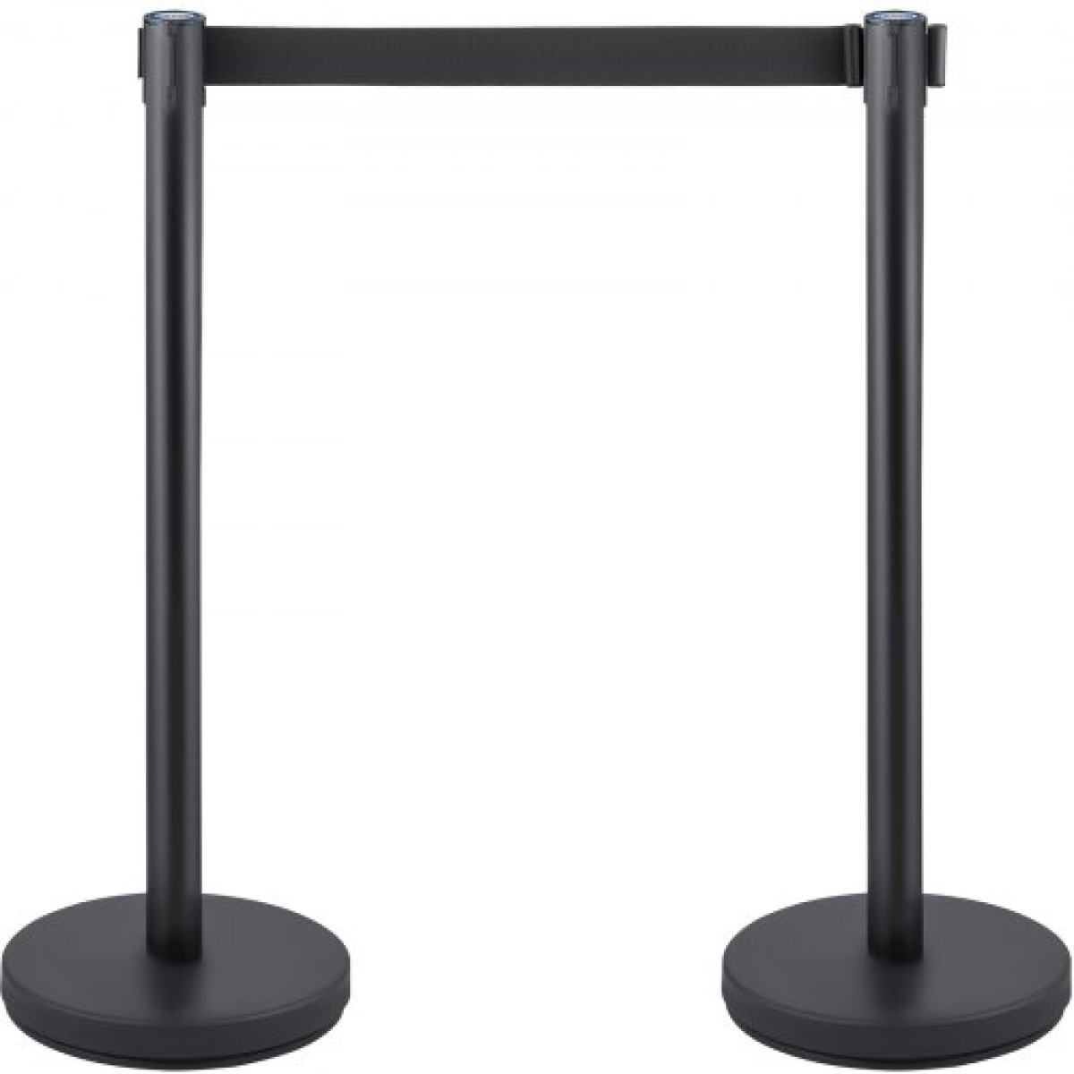 VEVOR Crowd Control Stanchion, Σετ 6 τεμαχίων Stanchion Set, Stanchion Set με 6,6 ft/2 m Μαύρη ανασυρόμενη ζώνη, Black Crowd Control Barrier με σκυρόδεμα και μεταλλική βάση – Συναρμολόγηση Easy Connect