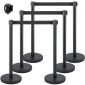 VEVOR Crowd Control Stanchion, Σετ 6 τεμαχίων Stanchion Set, Stanchion Set με 6,6 ft/2 m Μαύρη ανασυρόμενη ζώνη, Black Crowd Control Barrier με σκυρόδεμα και μεταλλική βάση – Συναρμολόγηση Easy Connect