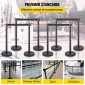 Βάση VEVOR Crowd Control Stanchion, σετ Stanchion 8 τεμαχίων, με μαύρη ανασυρόμενη ζώνη 6,6 ft/2 m, Μαύρο φράγμα ελέγχου πλήθους με σκυρόδεμα και μεταλλική βάση, συναρμολόγηση Easy Connect