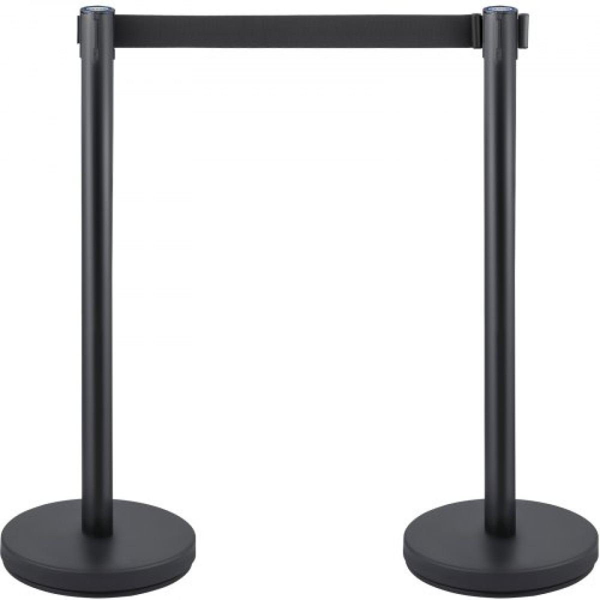 Βάση VEVOR Crowd Control Stanchion, σετ Stanchion 8 τεμαχίων, με μαύρη ανασυρόμενη ζώνη 6,6 ft/2 m, Μαύρο φράγμα ελέγχου πλήθους με σκυρόδεμα και μεταλλική βάση, συναρμολόγηση Easy Connect