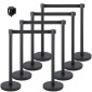 Βάση VEVOR Crowd Control Stanchion, σετ Stanchion 8 τεμαχίων, με μαύρη ανασυρόμενη ζώνη 6,6 ft/2 m, Μαύρο φράγμα ελέγχου πλήθους με σκυρόδεμα και μεταλλική βάση, συναρμολόγηση Easy Connect