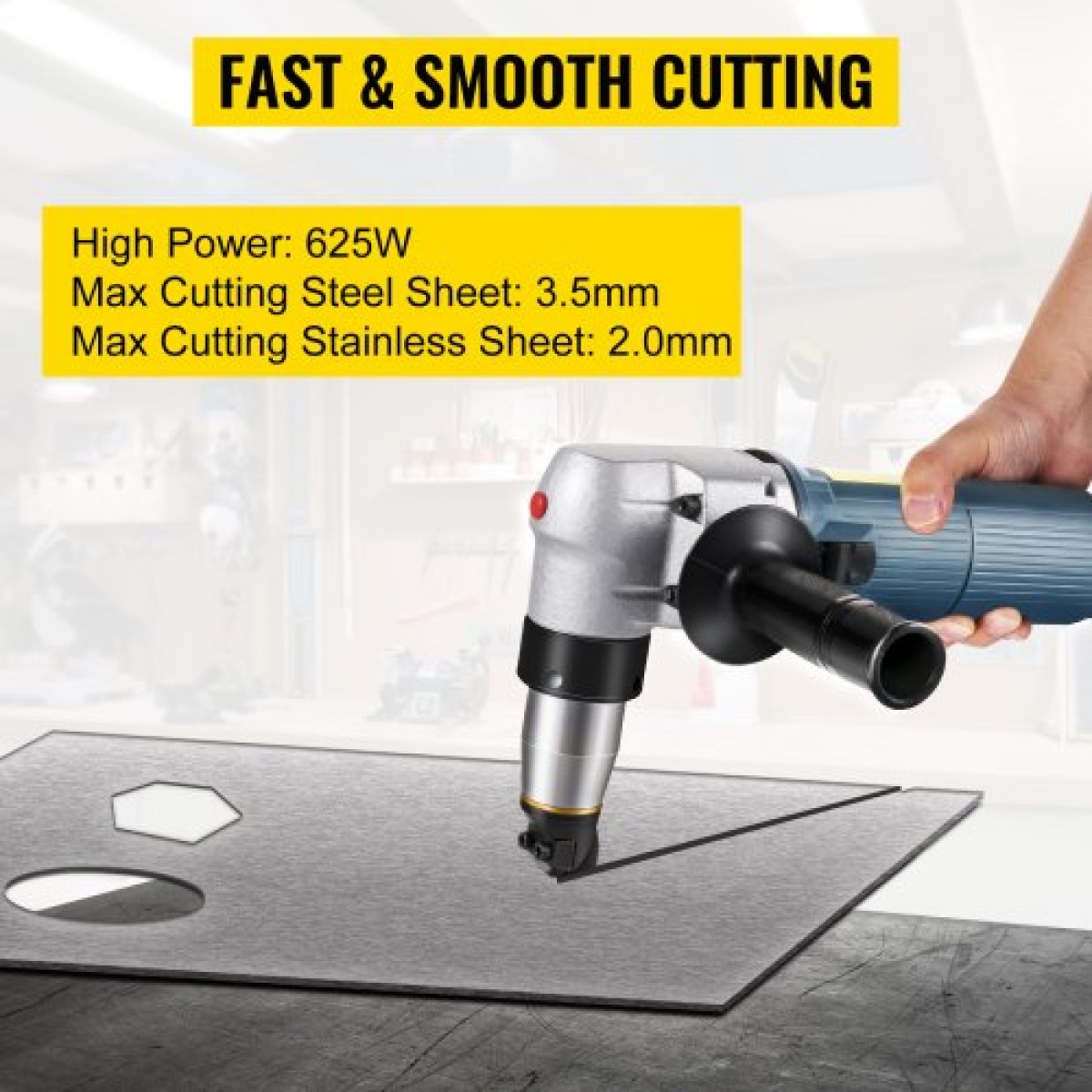 VEVOR Electric Metal Nibbler 625W Nibbler Metal Cutter 1000rpm High Speed ​​Rotor Metal Nibbler 110V w Αντικατασταθείσες λεπίδες Θήκη αποθήκευσης Λαμαρίνας για κοπή από ανοξείδωτο χάλυβα, αλουμίνιο, πλαστικό