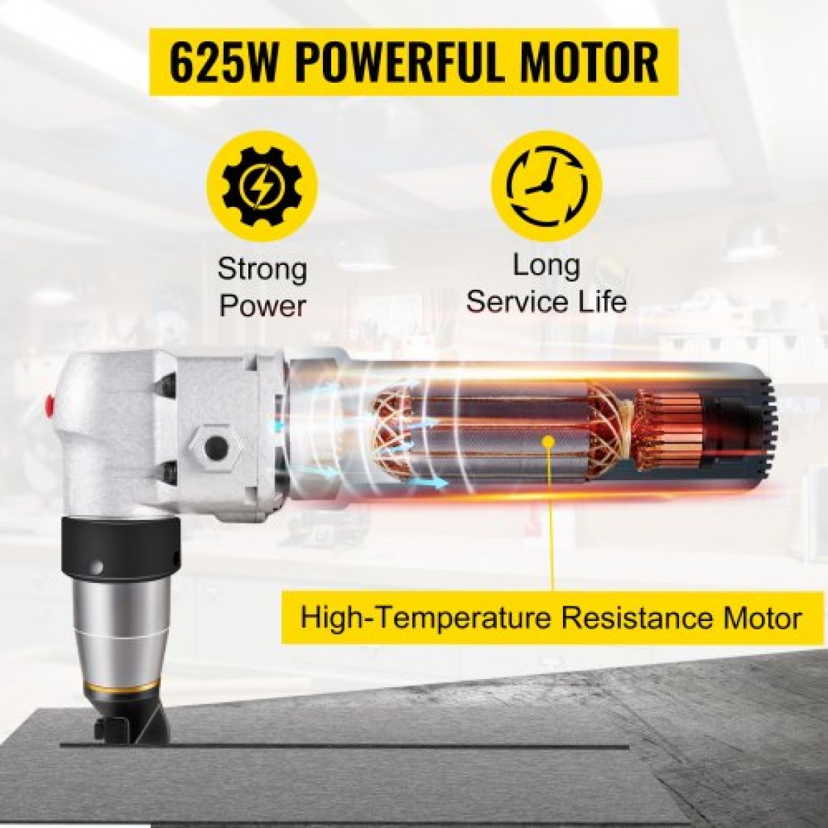 VEVOR Electric Metal Nibbler 625W Nibbler Metal Cutter 1000rpm High Speed ​​Rotor Metal Nibbler 110V w Αντικατασταθείσες λεπίδες Θήκη αποθήκευσης Λαμαρίνας για κοπή από ανοξείδωτο χάλυβα, αλουμίνιο, πλαστικό