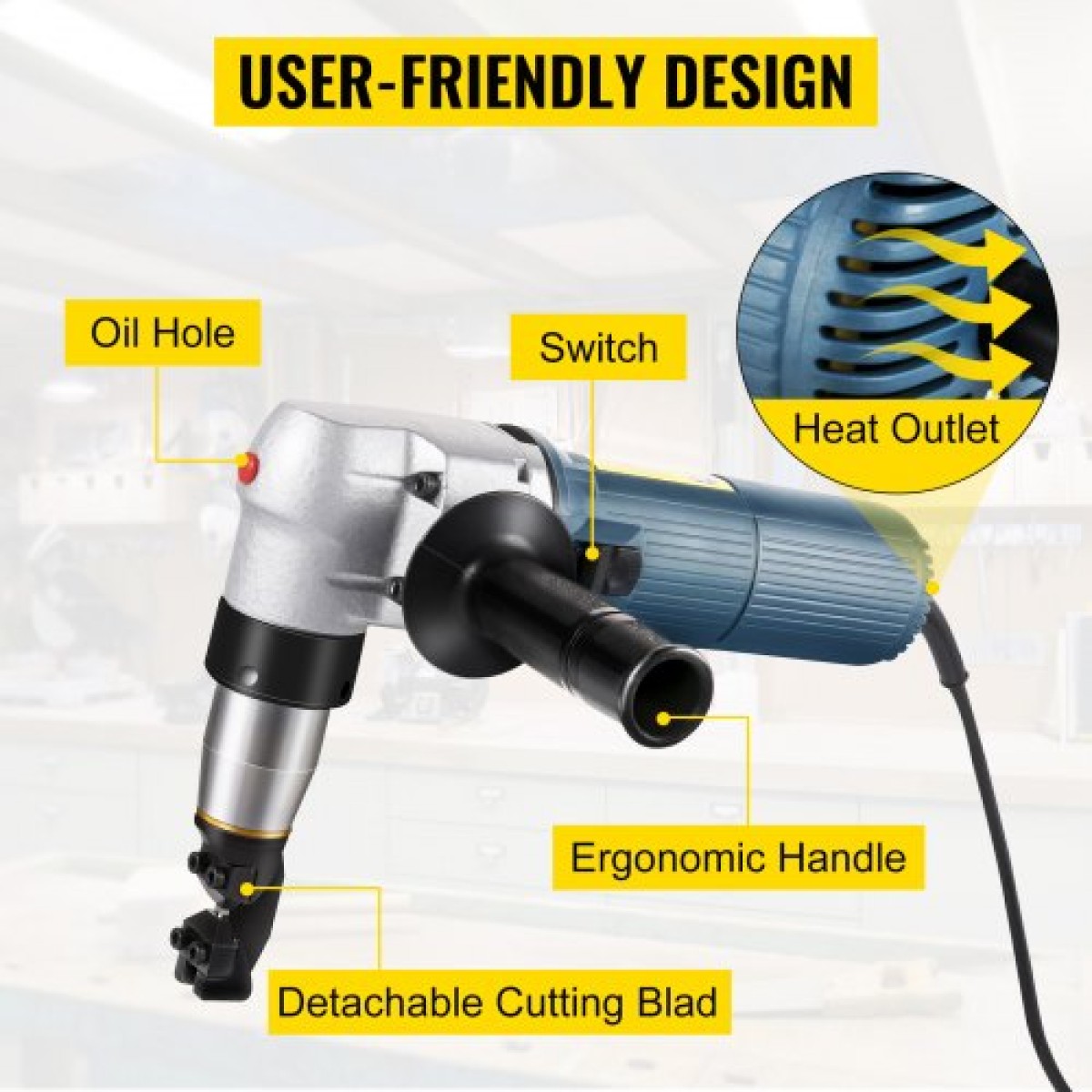 VEVOR Electric Metal Nibbler 625W Nibbler Metal Cutter 1000rpm High Speed ​​Rotor Metal Nibbler 110V w Αντικατασταθείσες λεπίδες Θήκη αποθήκευσης Λαμαρίνας για κοπή από ανοξείδωτο χάλυβα, αλουμίνιο, πλαστικό
